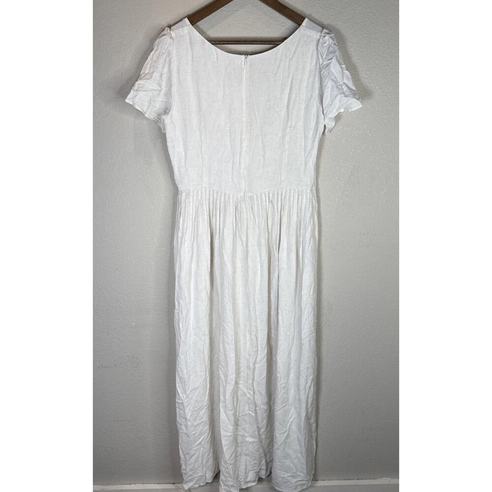 Christy Dawn Dress Women Large Scarlet Eggshell Linen Blend Cream Cottagecore - Picture 6 of 10